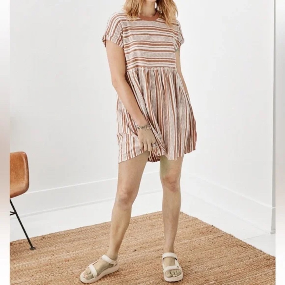 American Eagle Outfitters Striped Mini Dress in Cream and Rust
